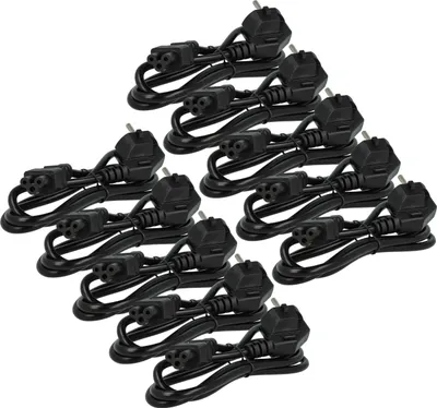 Produktbild von vhbw 10x Netzkabel Schutzkontaktstecker für Kaltgeräte z.B. PC Monitor Computer Drucker Saugroboter - C5 Micky Mouse Kleeblatt Buchse, 1,2 m