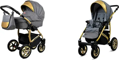 Produktbild von BabyLux® Gold Lux | 2in1 Kinderwagen Set | Flaxen | Kombikinderwagen | Kinderwagenset | Buggy +