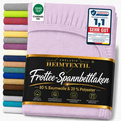 Produktbild von EXKLUSIV HEIMTEXTIL Frottee Spannbettlaken Premium 90 - 100 x 200 cm Flieder 80% Baumwolle 20% Polyester Bed-Sheet Bettlaken Spannbetttuch