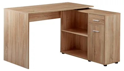 Produktbild von FineBuy Design Eckschreibtisch mit Regal 120 x 75,5 x 106,5 cm, Moderner Büro-Schreibtisch, Computer-Tisch Arbeitszimmer, Winkelschreibtisch Home Office Sonoma