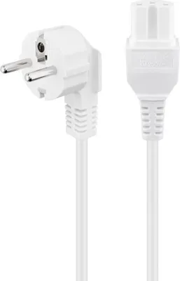 Image de Goobay 30370 Câble d'alimentation pour appareils chauffants, 2 m, blanc, blanc - Fiche de sécurité (type F, CEE 7/7) > Prise C15
