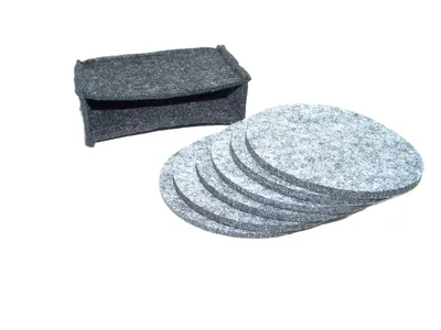 Produktbild von Filz Untersetzer rund  10 cm dunkelgrau mit Filzbox