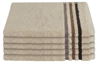 Produktbild von SCHIESSER Gästetuchset Skyline Color | Einfarbig | 5-teilig | 100% Baumwolle | Flauschig & Saugstark | 30x50 cm | Sand