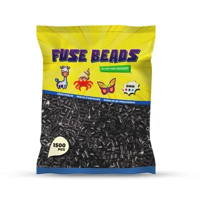 Produktbild von Benny Beads Bügelperlen 1500 Stück, Midi-Größe 5mm, Kreatives Bastelzubehör DIY Fuse Beads (Schwarz)