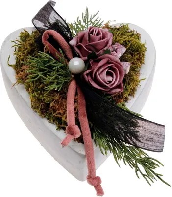 Produktbild von Grabschale Grabschmuck Herz mit Rose brombeer D. 15cm CreaFlor Home