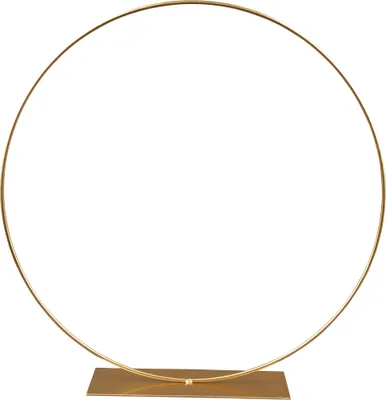 A gold metal ring with a rectangular base, presented against a white background.