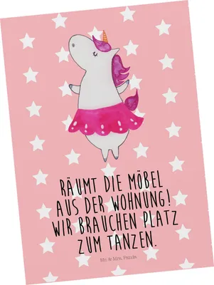 Produktbild von Mr. & Mrs. Panda Postkarte Einhorn Ballerina - Rot Pastell - Geschenk, Lebensfreude, Geburtstag, Grußkarte, Ansichtskarte, Unicorn, Feiern, Party, Ansichtskarten, Wohnung