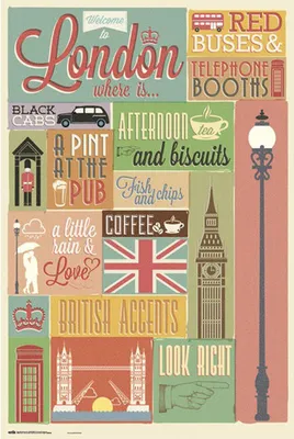 Immagine prodotto di Londra - Poster - Collage + 1 Ü-Poster dimensioni 61x91,5cm