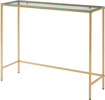 Produktbild von Konsolentisch 'Kronoby' Metall mit Glasplatte 100 x 30 x 80 cm Goldfarben / Klarglas