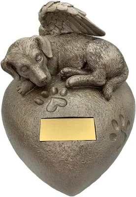 Produktbild von Famanu Hundenurne Herzform für große Hunde bis 40 kg (2L) - Urn für Zuhause oder Grab mit Gravurplatte