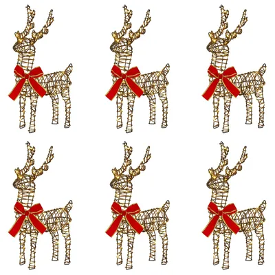 Imagen del producto de vidaXL, 6 ciervos navideños, 160 LEDs, luz blanca cálida, 33 x 12 x 55 cm