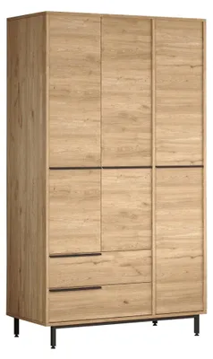 Produktbild von Oricola - Kleiderschrank 3 Türen, 112x55 cm Eichebraun, 5 Regalböden