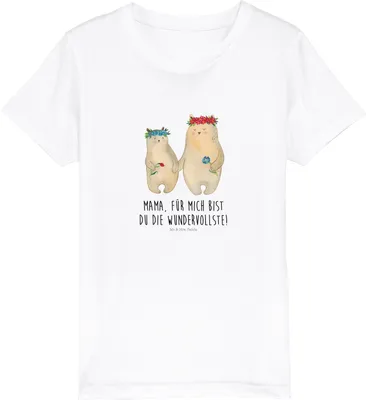 Produktbild von Mr. & Mrs. Panda Kleinkinder T-Shirt Bären mit Blumenkranz 12-14 Jahre (152/164) - Weiß - Geschenk, Mädchen, Bio Kinder, Tochter, Teenager, Mutter, Muttertag, Kindershirt