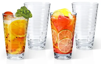 4er-Set wiederverwendbare Plastikbecher, 525 ml, stapelbar