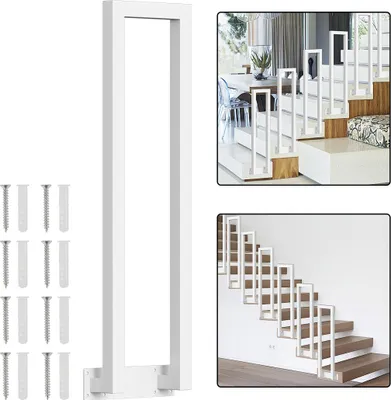 Immagine prodotto di Ikodm 95 cm, corrimano per scale a U, bianco, tubo quadrato, montaggio laterale