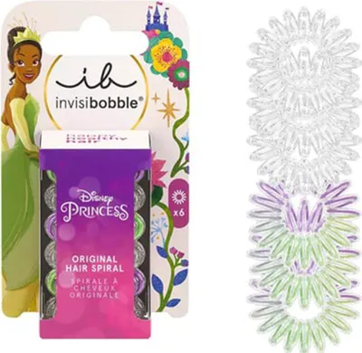 Zdjęcie produktu dla InvisiBobble Disney Princess Tiana Oryginalna spiralna gumka do włosów - zestaw