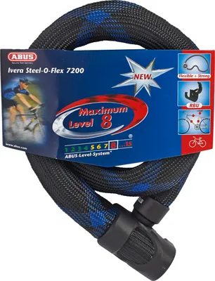 Produktbild von ABUS Panzerkabelschloss Ivera Steel-O-Flex 7200 + RBU-Halter - Kabelschloss aus Stahlkabel mit Panzer aus Stahlhülsen - ABUS-Sicherheitslevel 7 - 85 cm