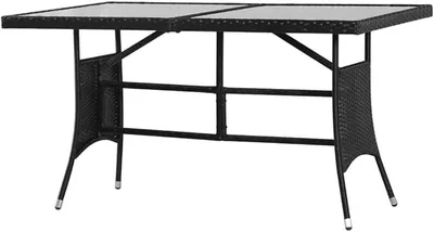 Produktbild von Gartentisch Balkontisch Campingtisch Terrassentisch Esstisch Buffettisch Schwarz 140 x 80 x 74 cm Poly Rattan