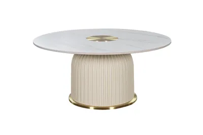 Produktbild von Modig M72 Runder Couchtisch mit Marmoroptik und goldener Basis 80x80x37 cm