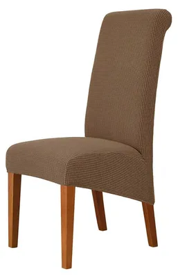 Stuhlhussen, Stretch, 6 Stück, kaffeebraun, waschbar