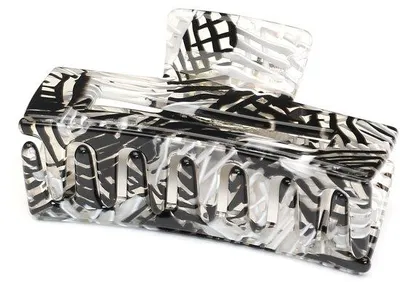 Obrázok produktu pre Stredné sponky do vlasov z acetátu, čierno-biele, 7,8 cm