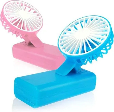 Produktbild von Kleine Reiseventilatoren, rosa und blau, batteriebetrieben