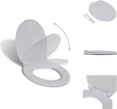 Image de vidaXL Siège de toilette avec abaissement automatique Blanc Ovale - Sièges de toilette