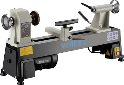 Zdjęcie produktu dla Tokarka do drewna Wiltec 370 W z regulacją prędkości 600-2800 obr/min, tokarka do drewna z płytą czołową, tokarka do drewna o długości do 457 mm