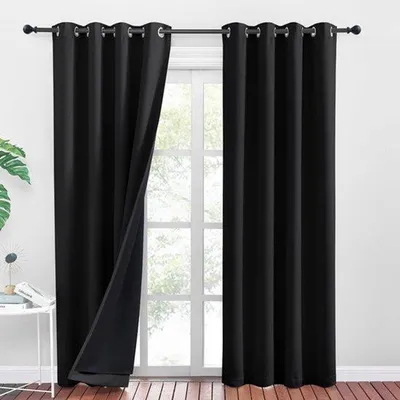 Image de Rideaux occultants pour tente, en polyester, 140x240 cm, avec 8 œillets