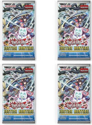 Produktbild von 4x Justice Hunters Booster – 1. Auflage [Englisch] | 9 Karten pro Booster | e Archetypes & Fusionskarten + Heartforcards Versandschutz