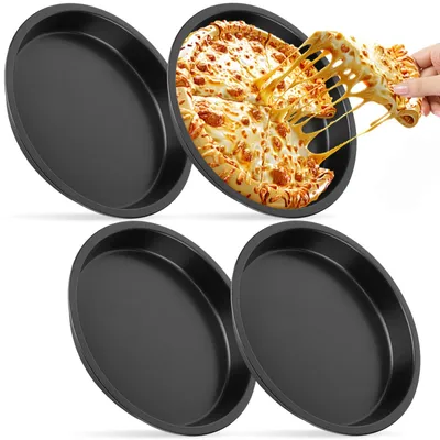 Productafbeelding van Pizza bakplaat rond - Met antiaanbaklaag van koolstofstaal - Geschikt voor pizza, taarten en flammkuchen - Ø 20 cm - Zwart
