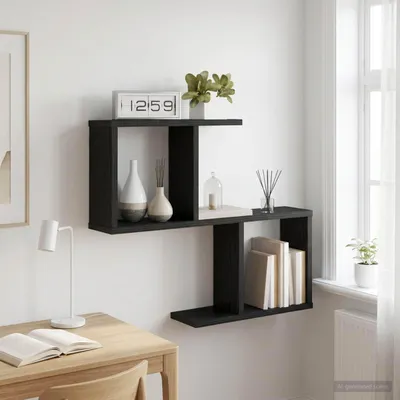 Imagen del producto de Estantería de pared exclusiva, color , con aspecto de roble, dimensiones 60 x 12 x 50,5 cm, fabricada en material de madera
