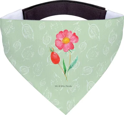 Produktbild von Mr. & Mrs. Panda Hunde Halstuch Blume Hagebutte - Blattgrün - Geschenk, Garten, Für, Bandana, Dreieckstuch, Schlechte Gedanken, Hundehalstuch, Hund, Lebensfreude