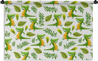 Produktbild von MuchoWow® Wandteppich Wandbehang Krokodil - Dschungel - Design - Kind 120x80 cm Tapisserie Dekoration Wandtuch - Wanddekorationen - Wandtücher