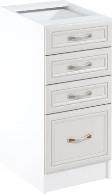 Produktbild von Küchenunterschrank 40 cm Küchenblock Küchenschrank mit 4 Schubladen, Sycylia Weiß Creme D40S4 Weiß/Creme