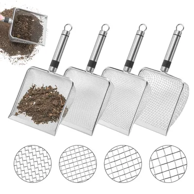 Produktbild von Katzenstreuschaufel,4-teiliges Set Streulöffel,Edelstahl-Griffgeflecht,27.5*10*5CM,Verschiedene Größen