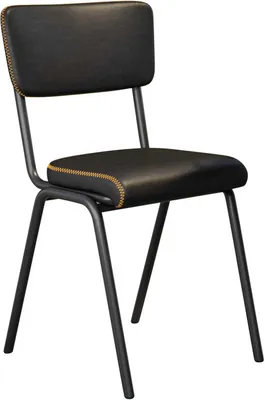 Produktbild von 2er-Set LENA | Retrostuhl | Schwarz | Leder | Retrostühle