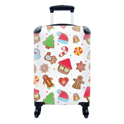 Produktbild von MuchoWow® Koffer Handgepäck Trolley Rollkoffer Kleine Reisekoffer mit 4 Rollen - Muster - Lebensmittel - Weihnachten - Cabin Size < 55x40x23 cm & 55x40x20 cm - Fotokoffer - Kabinenkoffer - Boardgepäck - Reise-Box - Reisekoffer - Reisegepäck - Koffer mit Bild - Trolley für Kinder