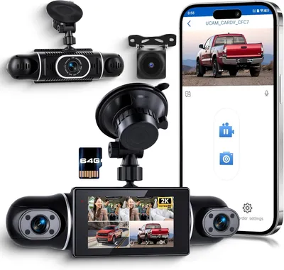 Zdjęcie produktu dla Dashcam - Kamera samochodowa - 4-kanałowa kamera samochodowa - Przednia i tylna - Widok 360°