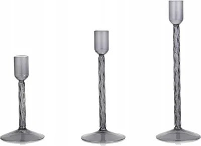 Produktbild von GLASKERZENLEUCHTER dekoratives 3er Set eleganter Kerzenleuchter