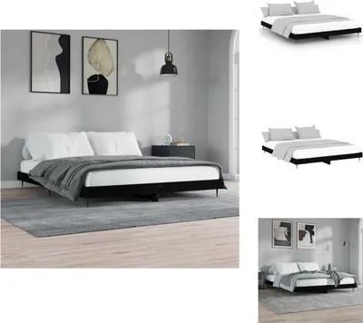 Immagine prodotto di vidaXL Struttura letto nera 200x200 cm in legno - Letti e strutture letto