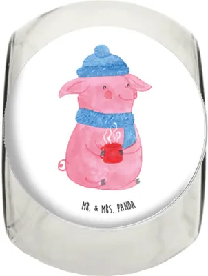 Produktbild von Mr. & Mrs. Panda Bonbonglas Schweinchen Glühwein XL 2000ml - Weiß - Geschenk, Lebensmittelbehälter, Süßigkeiten Glas, Betrunken, Frischhaltedose, Weihnachten, Kaffeedose