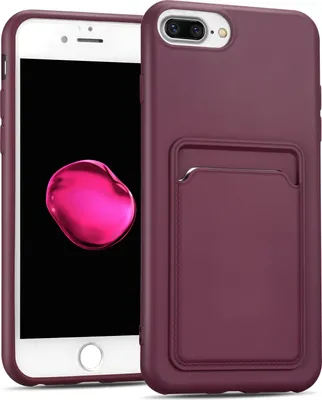 Image de Étui pour téléphone portable Apple iPhone 7 Plus / 8 Plus Housse étui silicone avec porte-carte Slim Wallet Case, Raspberry