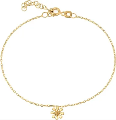 Produktbild von Vergoldete 925 Sterling Silber Daisy Fußkette für Damen, 16 cm, Wasserfest