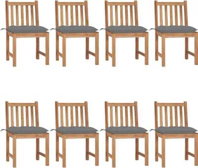 Produktbild von Gartenstühle 8 Stk. mit Kissen Massivholz Teak