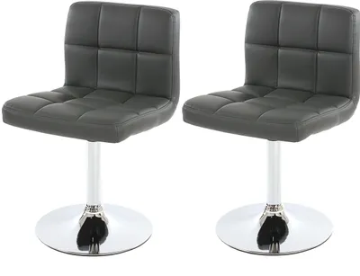 Image de lot de 2 chaises de salle à manger Chaise pivotante Chaise Kavala similicuir chrome ~ gris