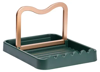 Produktbild von Multifunktionaler Küchenorganizer aus Metall, Topfdeckelhalter mit Rillendesign, Besteckhalter für Arbeitsplatte