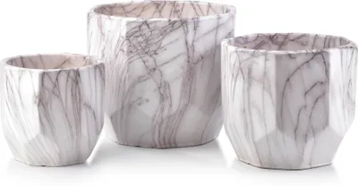 Zdjęcie produktu dla Doniczka 3 sztuki CERAMICZNA skrzynka na kwiaty Sadzarka MONDEX NEVA MARBLE