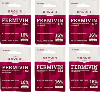 Produktbild von 6 x FERMIVIN Trockenhefe Weinhefe Reinzuchthefe 7g Für 10-35l Wein Hefe Weißwein Rotwein