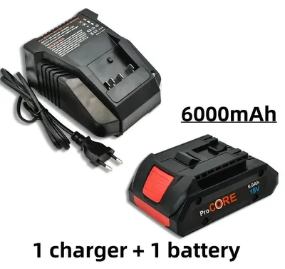 Immagine prodotto di Batteria da 18 V e caricabatterie - Batteria agli ioni di litio per utensili - 6,0 Ah - Celle 21700 - 1 batteria + 1 caricabatterie - Per utensili a batteria